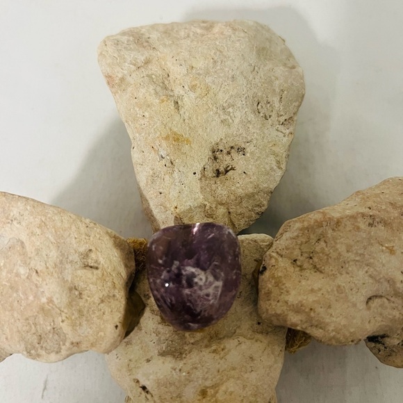 Handcrafted Cross Made of Stone with Amethyst Accent and Wooden Stick Heavy Rare - Picture 5 of 9